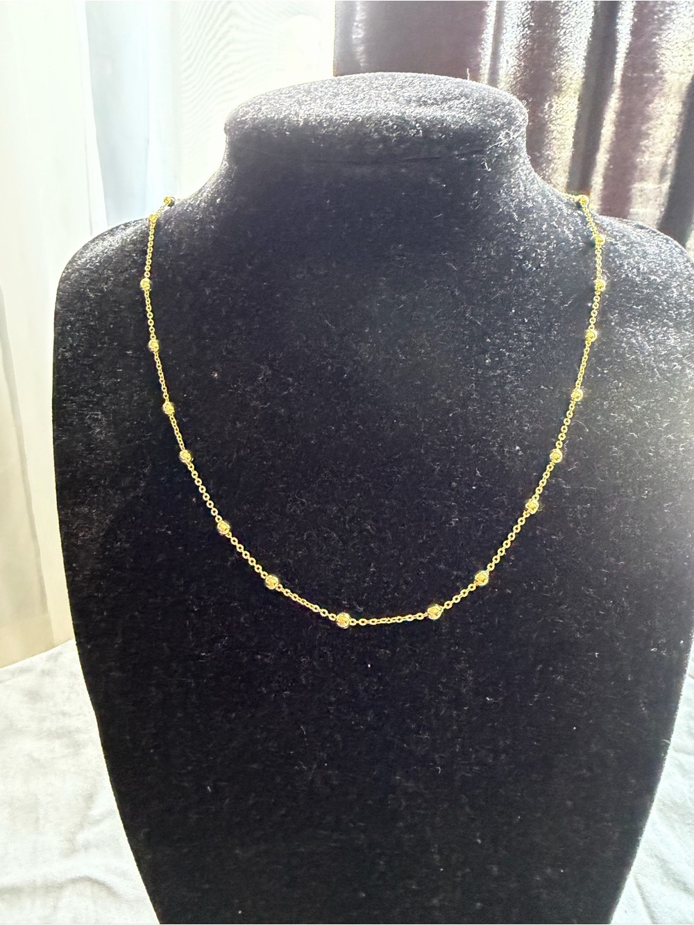 Delicate Gold Bead Station Necklace - Women's Jewelry GF